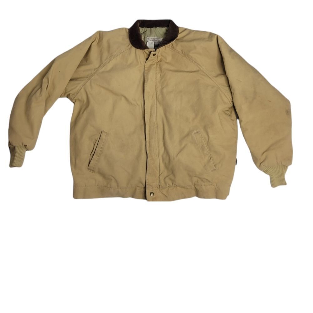VINTAGE 90s Walls tan‎ canvas work jacket corduroy collar barn coat 2XL TALL